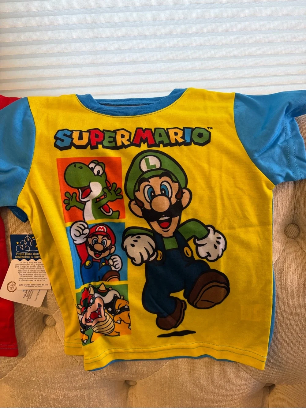 Super Mario Kids Pajama 3 piece Set - Blue/Red/Yellow